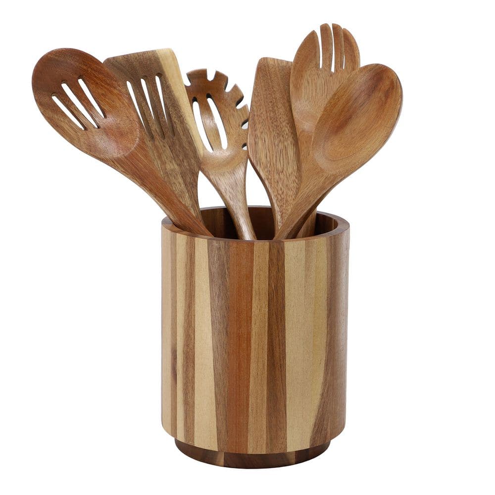 Elama 7 Piece Acacia Wood Kitchen Cooking Utensil Set 985123353M The — free download