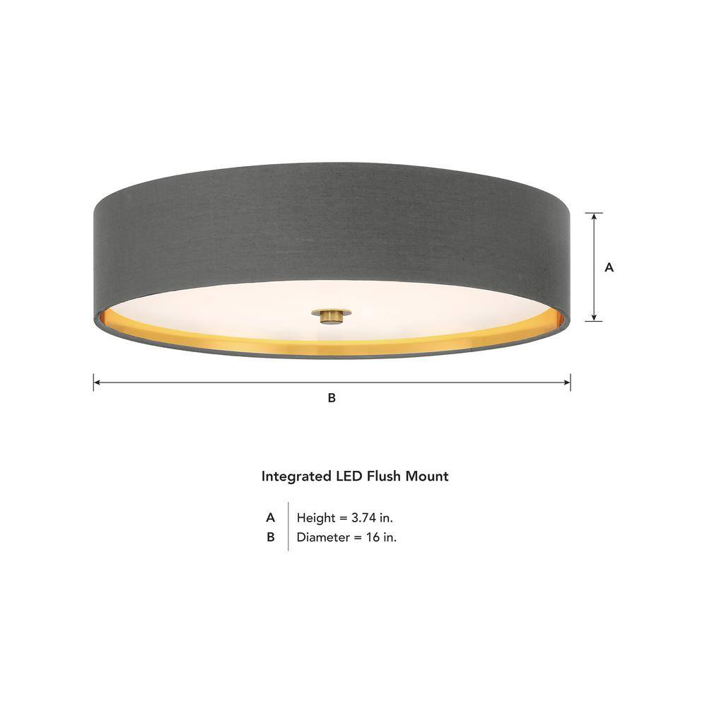 Stacy 16" Gray and Gold Round LED Flush Mount Light