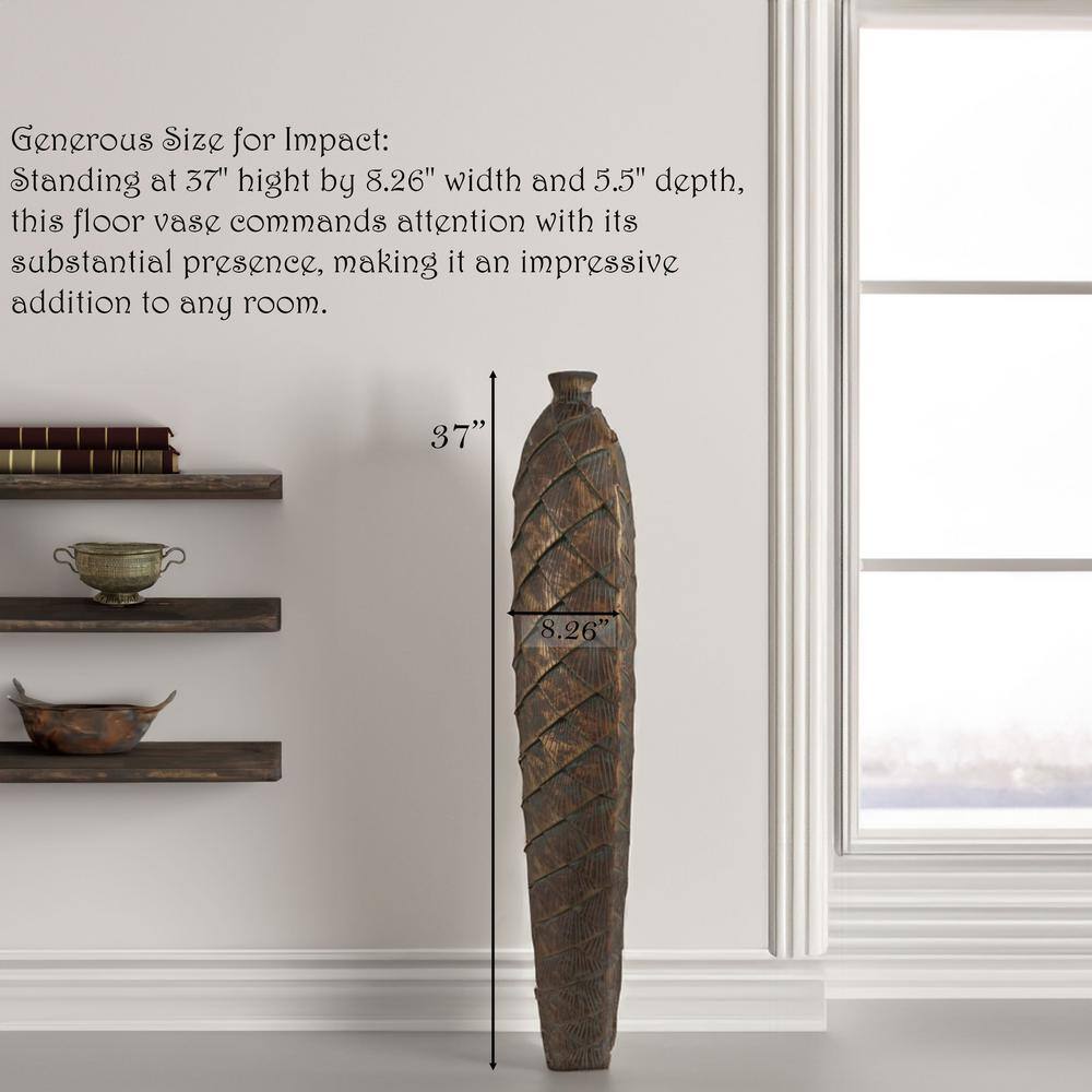 Elegant Antique Ceramic 37" Floor Vase with Vintage Charm