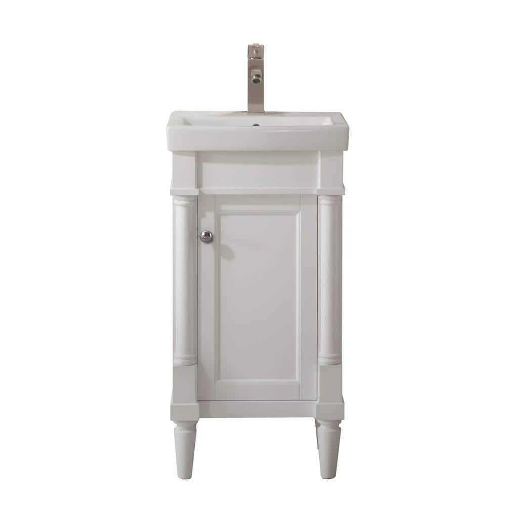 Legion 17.5 in. Bath Vanity in White with White Ceramic Vanity Top in White