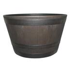 25 in. Dia x 14.57 in. H Rustic Oak High-Density Resin Whiskey Barrel Planter