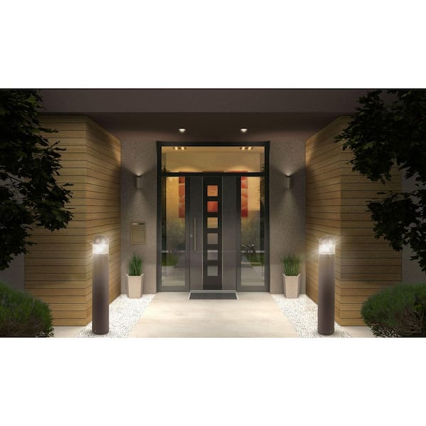 Rounded 201BC Line-Voltage Bronze Aluminum 1400 Lumen Hardwired Integrated LED Bollard Light 4000K