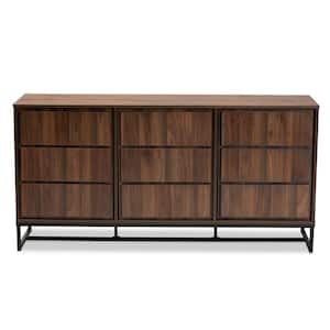 Neil Walnut Brown and Black Sideboard