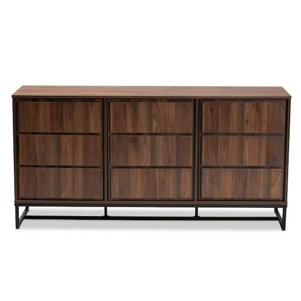 Baxton Studio Neil Walnut Brown and Black Sideboard