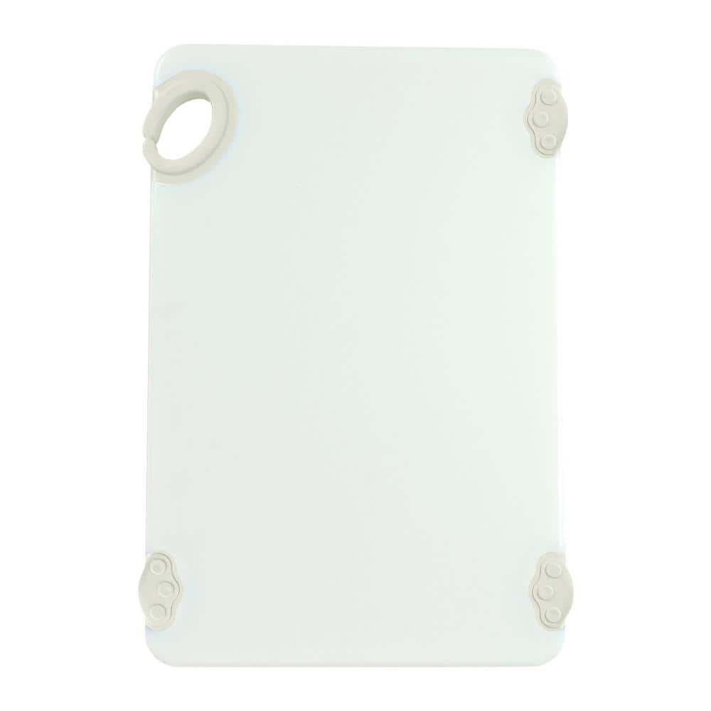 Winco 12 in. x 18 in. x 1/2 in., White Cutting Board with Hook