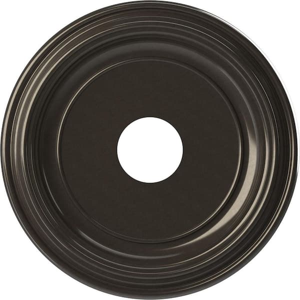 Ekena Millwork Traditional 16 in. O.D. x 3-1/2 in. I.D. x 1-3/8 in. P Thermoformed PVC Ceiling Medallion Metallic Charcoal