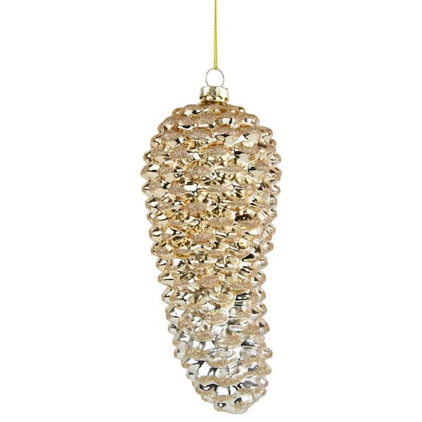 Pine Cone Glass Christmas Ornament-7.25 in. Gold