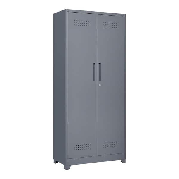 Tidoin 5-Tier 72 in. Metal Storage Cabinets Locker in Gray with 2-Door