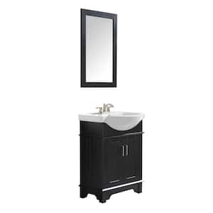 Montbrun 24 in. W x 34 in. H Bath Vanity Cabinet Only in Rich Black with White Basin and Mirror