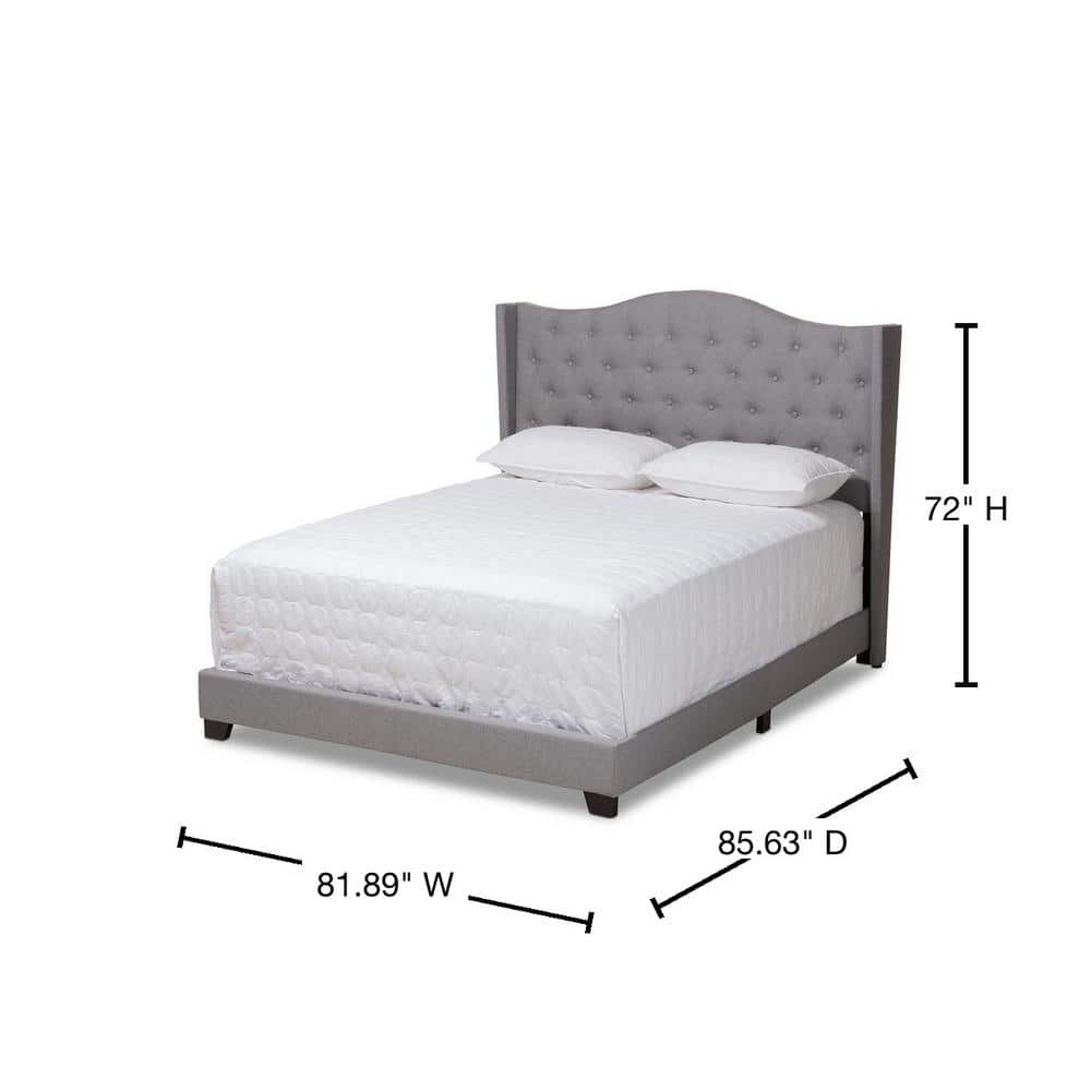 Gray Tufted Upholstered King Bed with Curved Headboard