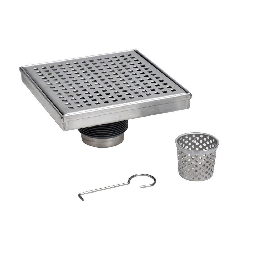 Contemporary Square Grille Shower Drain Assembly