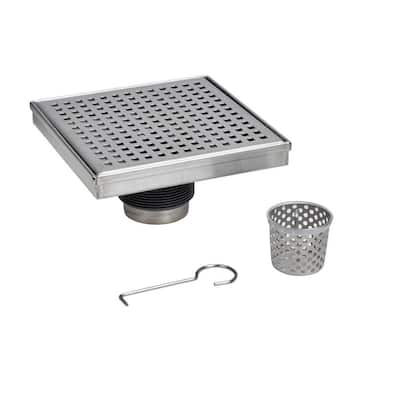 Designline 4 in. x 4 in. Stainless Steel Square Shower Drain with Square Pattern Drain Cover