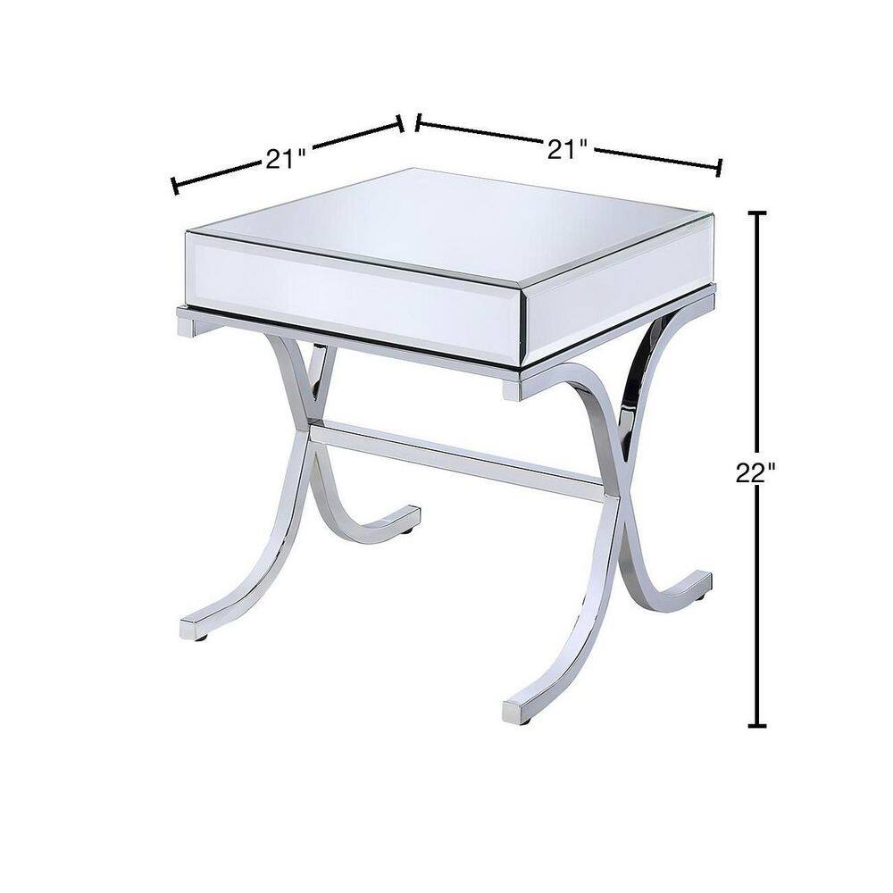 Yuri 21" Chrome Finish Mirrored Metal End Table