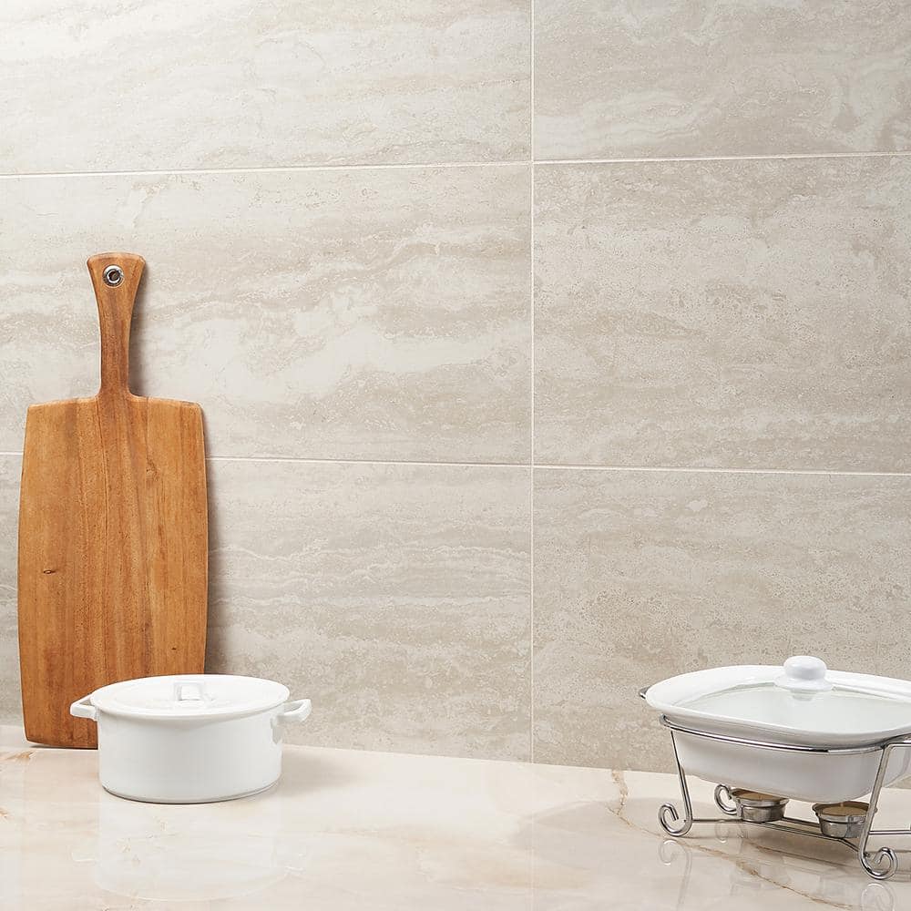 Essential Beige 12" x 24" Porcelain Wall & Floor Tile