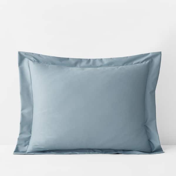 The Company Store Company Cotton Wrinkle-Free Blue Shale Sateen King Sham