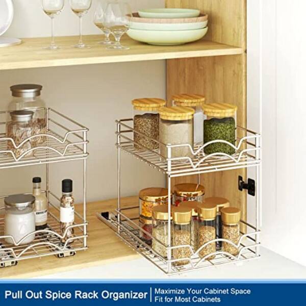 Pull Out Spice Rack Heavy Duty Slide Out Seasoning Kitchen Cabinet Organizer