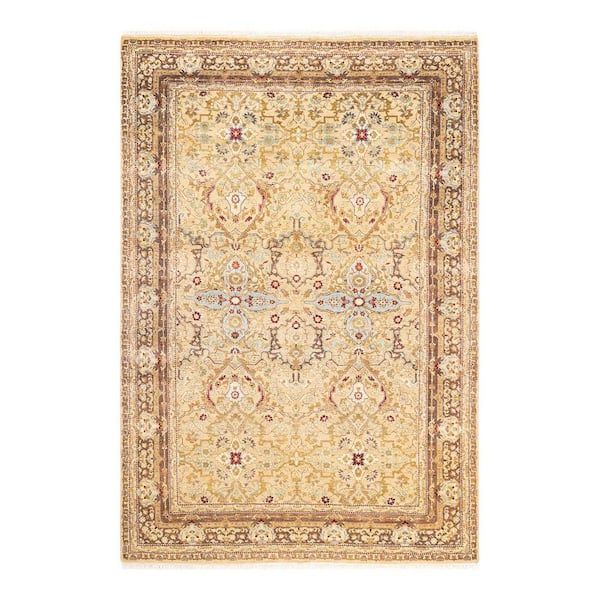 Mogul Yellow 4 ft. x 6 ft. Oriental Wool Indoor Area Rug