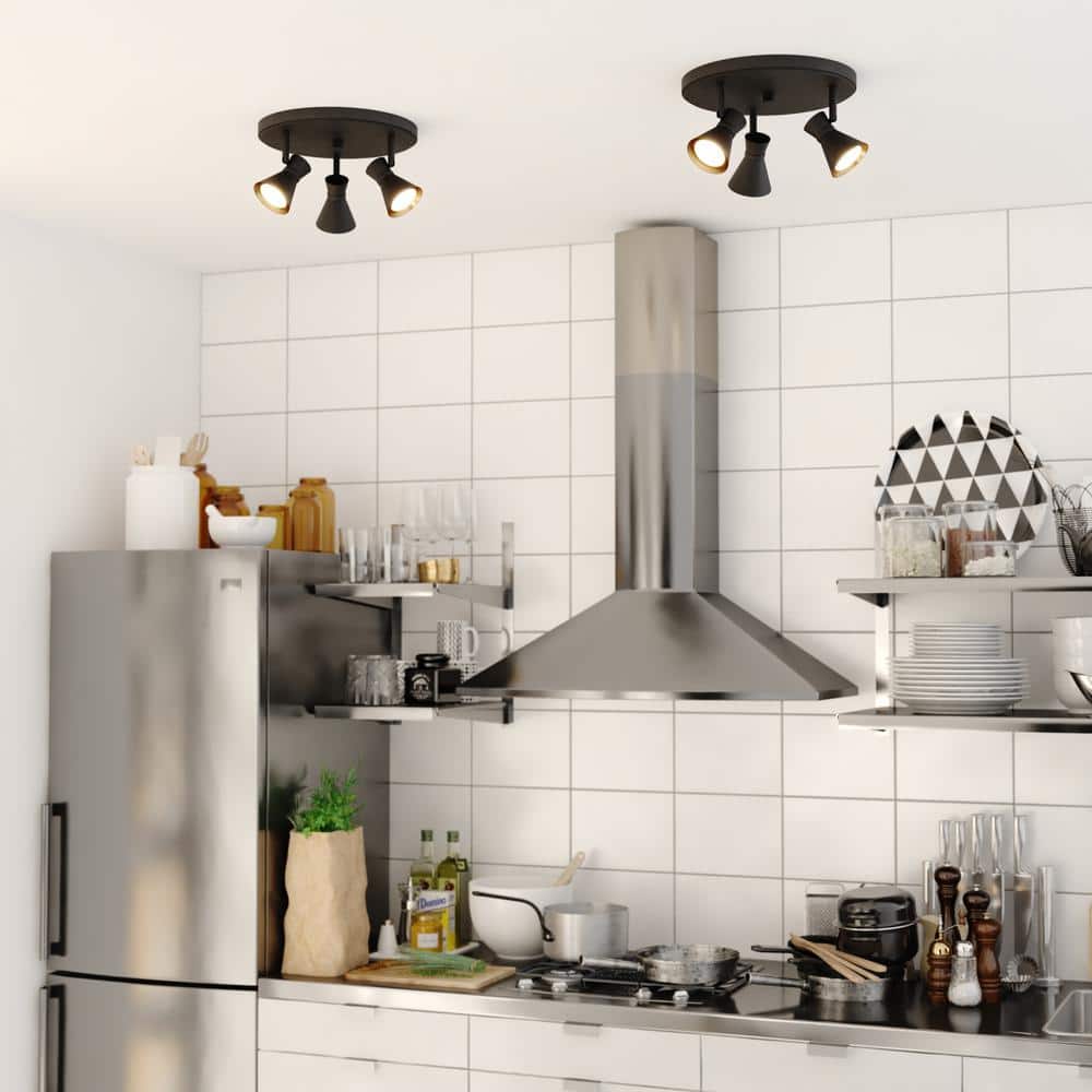 Alto 3-Light Matte Black and Brass LED Ceiling Fixture