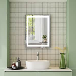 ALINA 24 in. W x 32 in. H Rectangular Frameless Anti-Fog LED Wall Bathroom Vanity Mirror in Aluminum, Stepless Dimmable