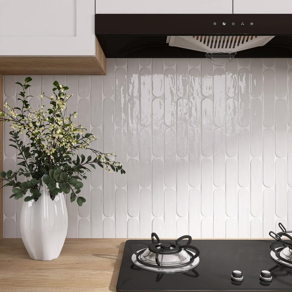 Blanco White Polished Ceramic Subway Wall Tile 2x9