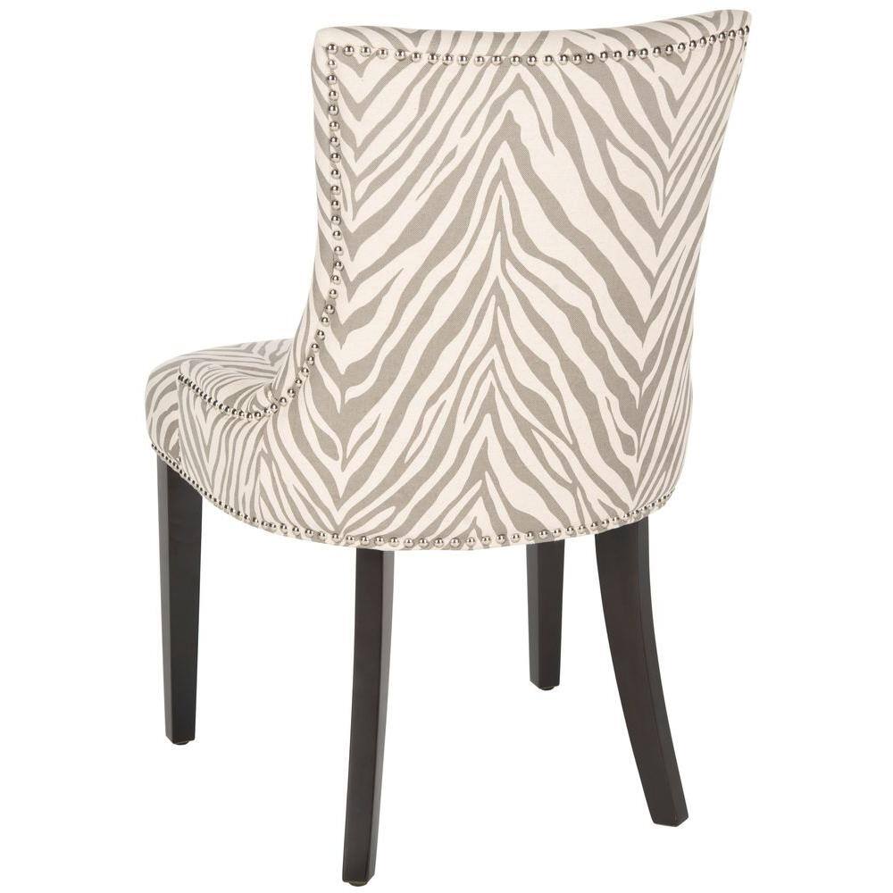 Lester Gray Zebra Linen Parsons Dining Chairs Set of 2