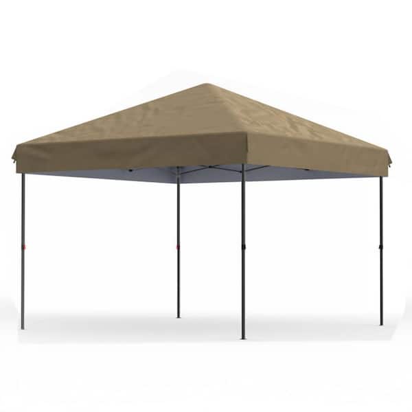 10 ft. x 10 ft. Instant Pop Up Canopy Tent Easy Setup Sun Shelter in Brown with Adjustable Height