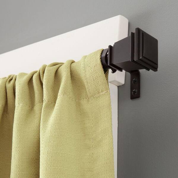 Kenney Barrington 48 in. - 86 in. Telescoping 5/8 in. Curtain Rod Kit in Chocolate Brown with Finial