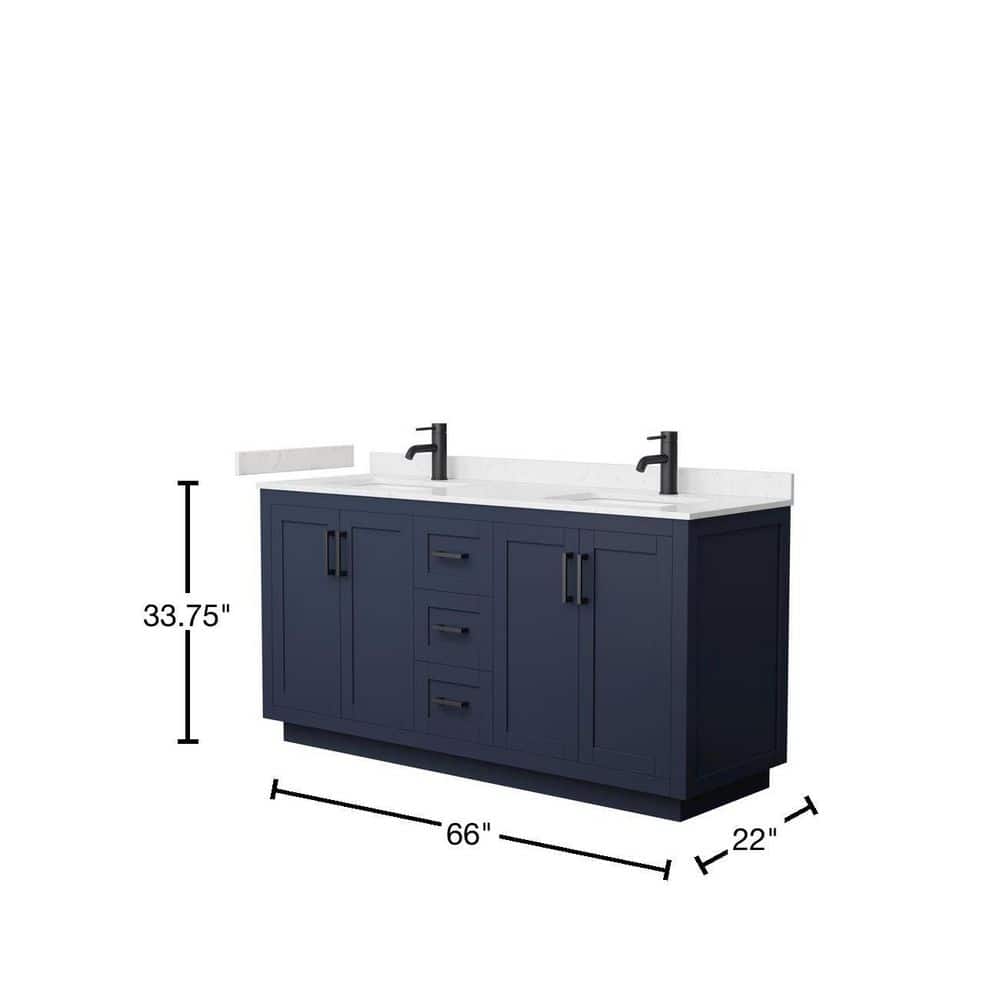 Miranda Dark Blue Freestanding Double Vanity with Marble Top