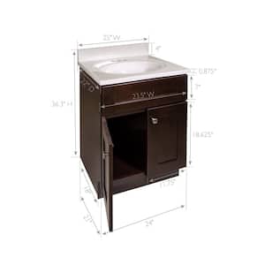 Brookings 25 in. 2-Door Bathroom Vanity in Espresso with Cultured Marble White on White Top (Ready to Assemble)