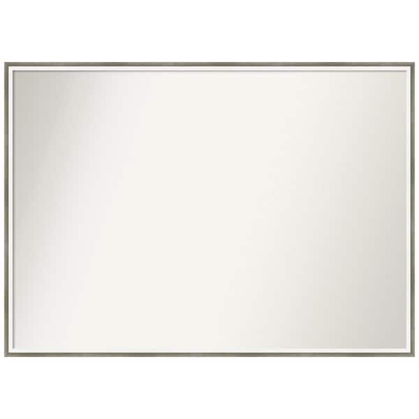 Amanti Art Lucie White and Silver 39 in. W x 28 in. H Non-Beveled Wood Bathroom Wall Mirror in Silver, White