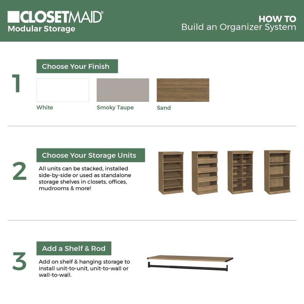 Modular Storage 36.02 in. W Sand Hang Rod and 1-Shelf Wood Closet System