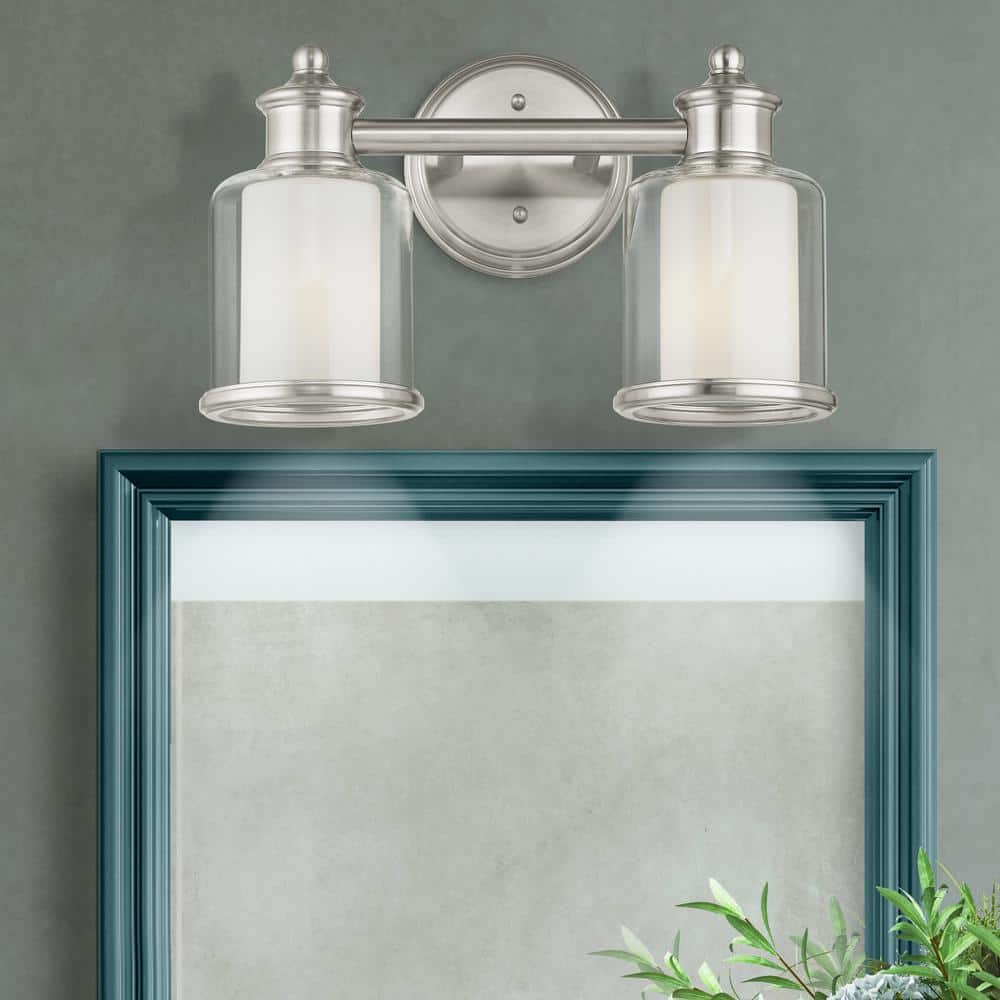 Elegant Brushed Nickel 2-Light Bath Vanity with Dimmable Feature
