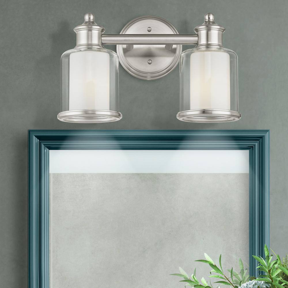 Elegant Brushed Nickel 2-Light Bath Vanity with Dimmable Feature