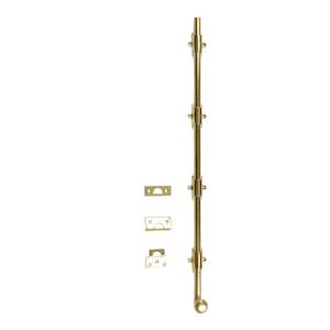 24 in. Solid Brass Polished Brass No Lacquer Heavy-Duty Surface Bolt with Round Knob