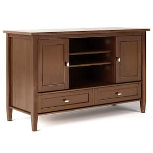 Warm Shaker Solid Wood 47 in. Wide Transitional TV Media Stand in Russet Brown for TVs up to 50 in.