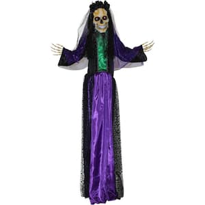 64 in. Battery Operated Animatronic Voodoo Lady with Red Eyes Halloween Prop