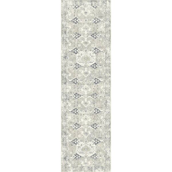 Quartz Ivory 2 ft. 2 in. x 7 ft. 7 in. Transitional Polyester Area Rug