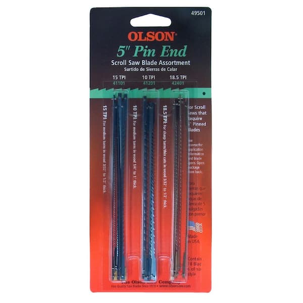 Olson Saw Company 5 In. Pin End 10TPI Scroll Saw Blades - Pack of