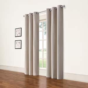 Cohen Thermaback Ecru Textured Solid Polyester 42 in. W x 95 in. L Blackout Single Grommet Top Curtain Panel