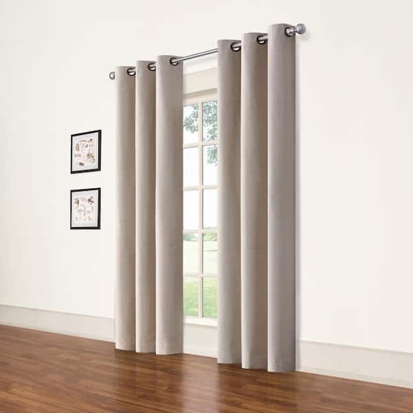 Eclipse Cohen Thermaback Ecru Textured Solid Polyester 42 in. W x 63 in. L Blackout Single Grommet Top Curtain Panel