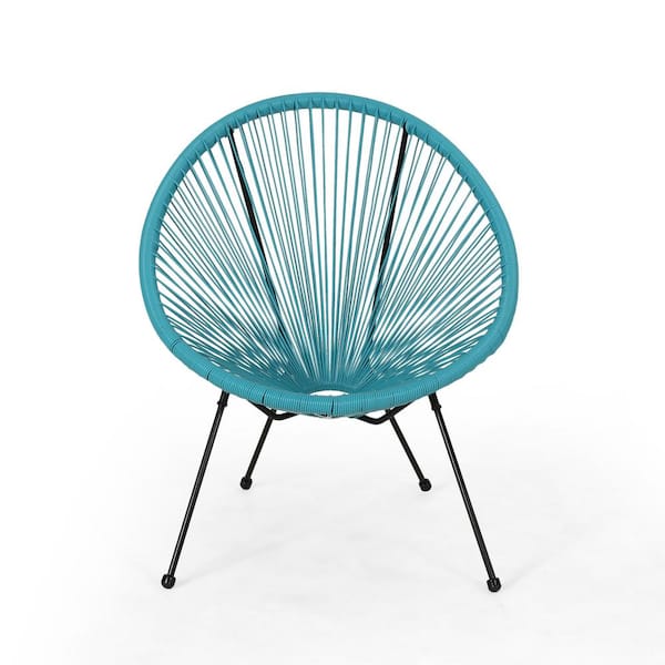 Beckett Teal Faux Wicker Outdoor Lounge Chair