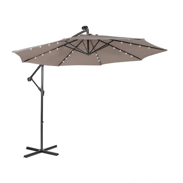 Unbranded 10 ft. Outdoor Patio Cantilever Umbrella with Crank System, Light Brown