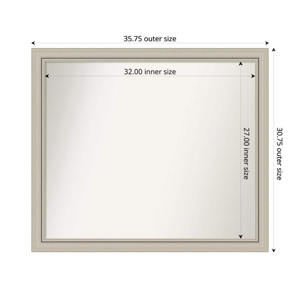 Romano Silver Narrow 35.75 in. x 30.75 in. Custom Non-Beveled Wood Framed Bathroom Vanity Wall Mirror price history on PriceWatchPro