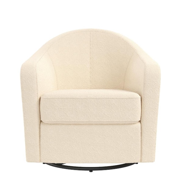 Little Seeds Gentle Curved Swivel Accent Chair, Ivory Boucle