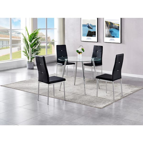 Fermin Black Faux Leather Dining Chairs (Set of 2)