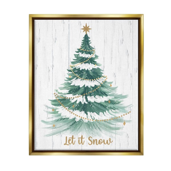Stupell Industries Let it Snow Rustic Tree by Sharon Lee 1-Piece Floater Frame Graphic Print Typography Poster Art Print 21 in. x 17 in.