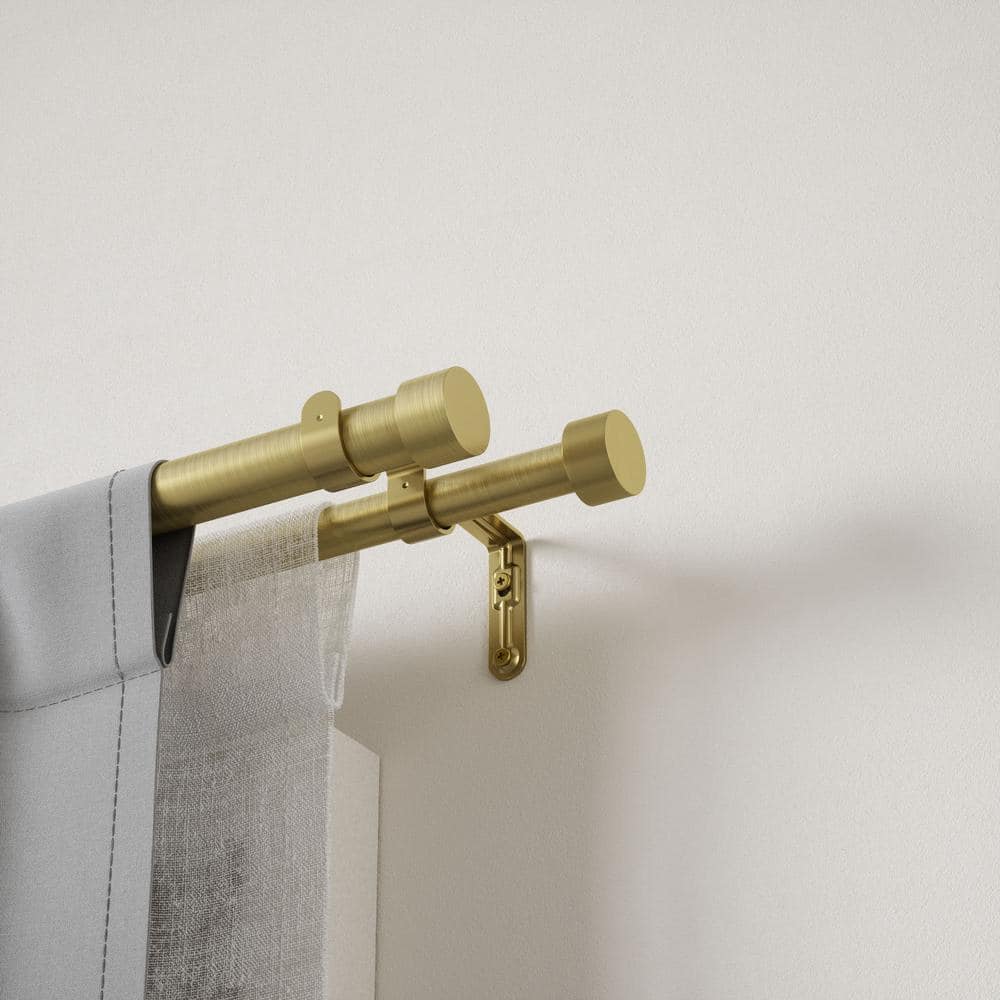 Brass Double Curtain Rod with Nickel Finish, 120-180"