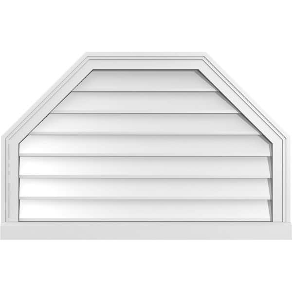 Ekena Millwork 34" x 22" Octagonal Top Surface Mount PVC Gable Vent: Non-Functional with Brickmould Sill Frame