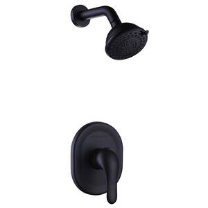 2-Spray Patterns with 1.5 GPM 3.9 in. Wall Mount Rain Fixed Shower Head in Matte Black (Valve Included)
