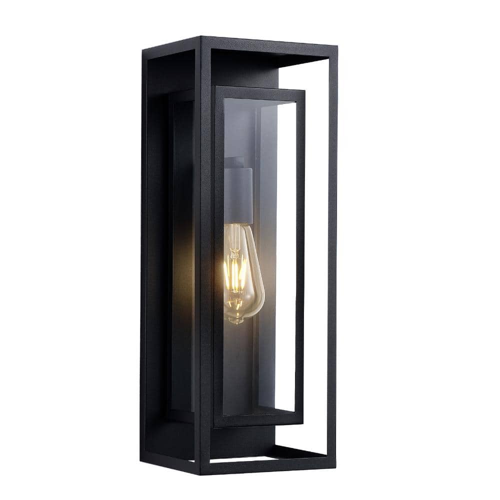 2-Pack 17.9 in 1-Light Matte Black Metal Outdoor Wall Sconce with Glass Shade price history on PriceWatchPro